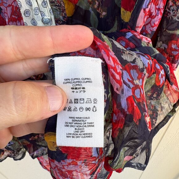 Free People Thunder Canyon Tunic Blouse Women's Small Floral Sheer Boho Cottage - Picture 4 of 11